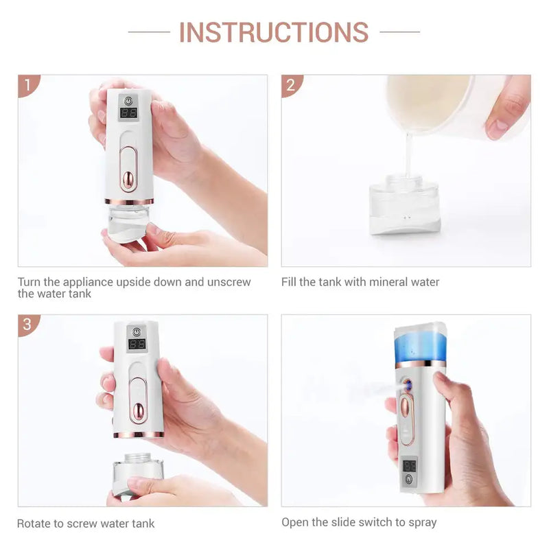 Portable Nano Mist Sprayer Mini 38ml Nano Mister USB Hand Facial Face Body Steamer Moisturizing Skin Care Humidifier