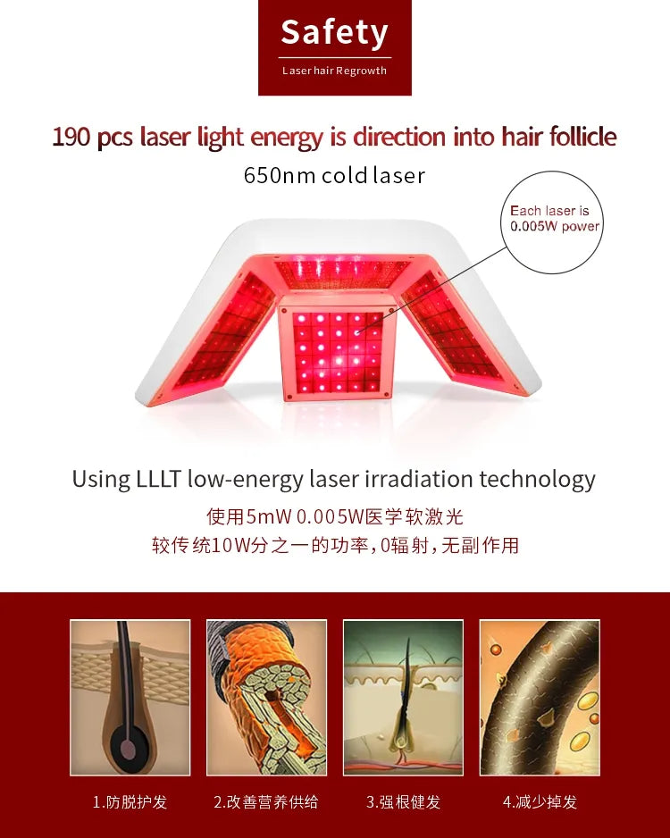 Portable Hair Growth 650nm Cold Diode Laser Hair Loss Treatment Machine lllt hair regrowth machine fpr sale